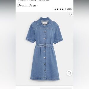 Coach Medium Blue Denim Midi Shirt Dress with Belt